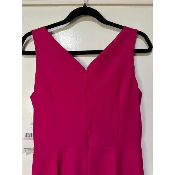 Alex Evenings Side Ruched Cocktail Dress Fuschia Sz. 6 NWT Embellished Faux Wrap - Picture 10 of 12